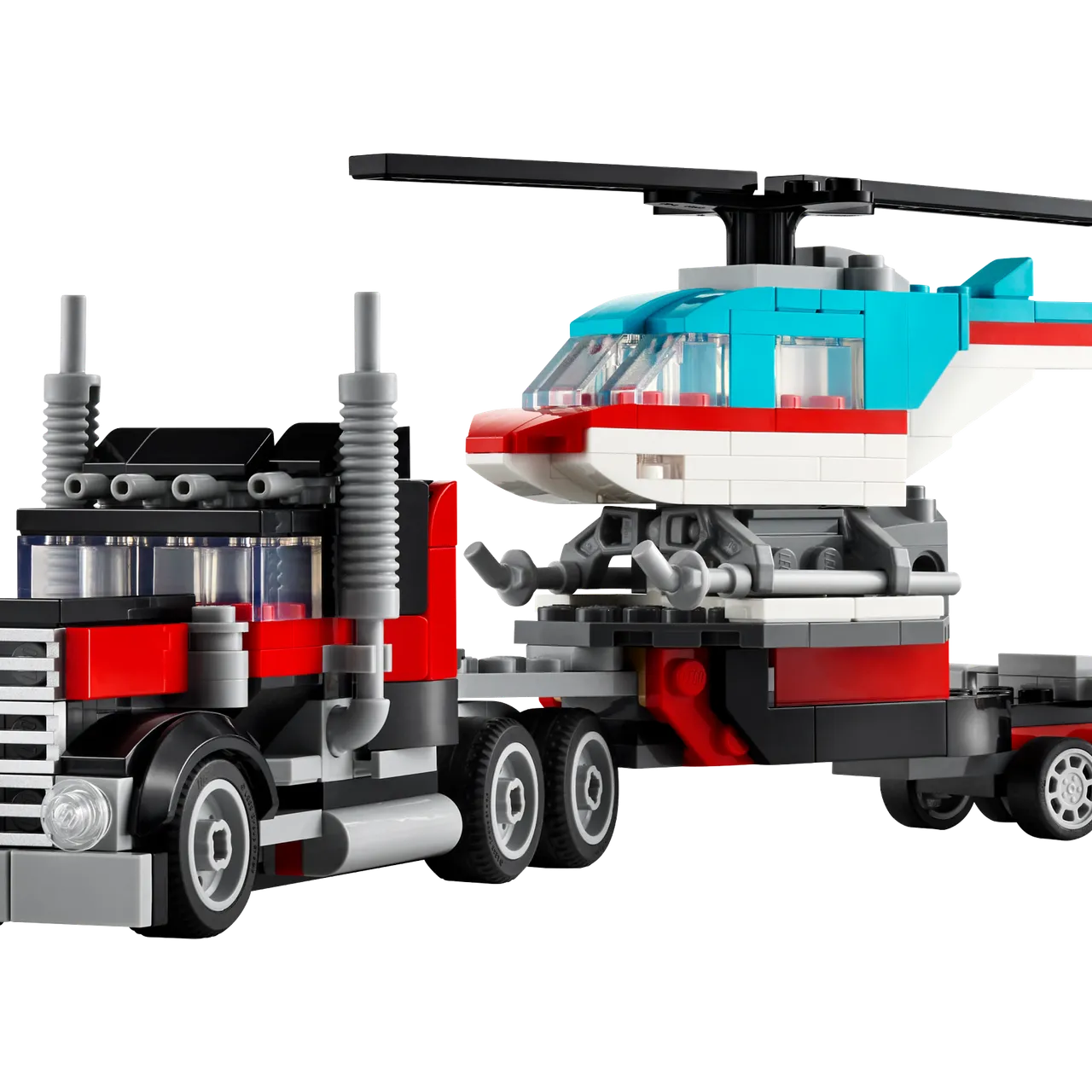 Flatbed Truck with Helicopter
