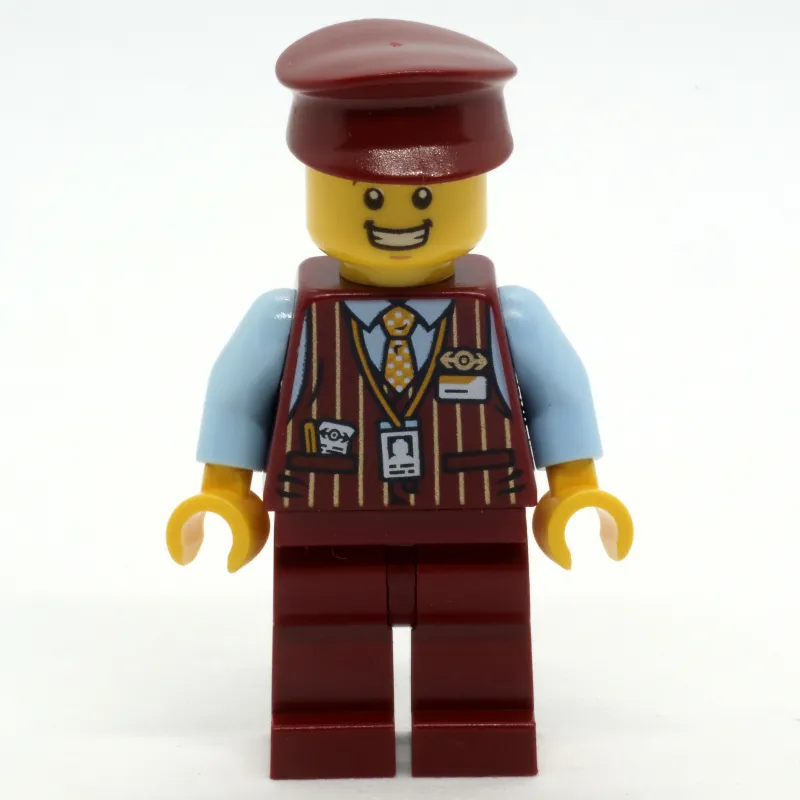 Train Conductor, Dark Red Suit with Tie, Dark Red Hat