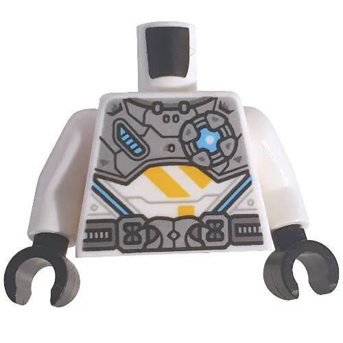 Torso Armor, Light Bluish Gray Panels, Utility Belt print (Zane), White Arms, Black Hands