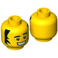 Minifig Head Kebab Bob, Stubble, Bushy Eyebrows, Sideburns, Crow's Feet, Grin with Teeth Print [Hollow Stud]