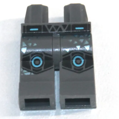 Hips and Dark Bluish Gray Legs with Black Belt, Silver Triangles, and Black Knee Pads with Azure Circles Print