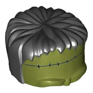 Head Top, Frankenstein Monster with Black Hair and Small Stitches Print