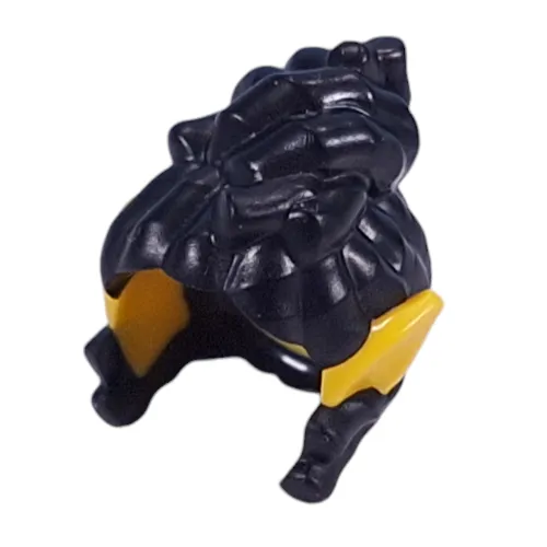 Minifig Hair Mid Length, Curly with Bun, Bangs, Elf Ears Yellow Pattern