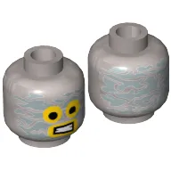 Minifig Head Emmet, Yellow Eyes and Mouth, Aluminum Foil Print [Hollow Stud]