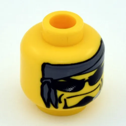 Minifig Head Diamond, Glasses with Headset, Bandana Print [Blocked Open Stud]