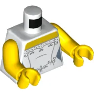 Torso, Wedding Dress Robe with Silver Trim / Corset on Back Print, Yellow Arms and Hands