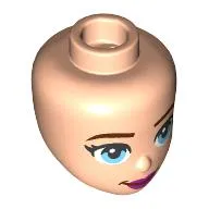 Minidoll Head, Dark Brown Eyebrows, Bright Light Blue Eyes, Dark Purple Lips