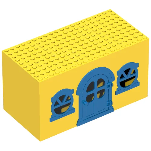 Fabuland, Building, House Block with Blue Door and Blue Windows