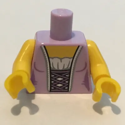 Torso Corset, White Blouse and Lavender Lace Up Back print, Yellow Arms and Hands