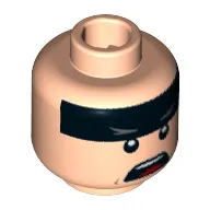 Minifig Head Batman, Black Stripe on Forehead, Squinted Eyes, Open Mouth Print [Hollow Stud]