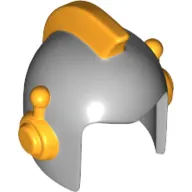 Helmet Space Retro with Open Front and Bright Light Orange Earpieces and Crest Pattern