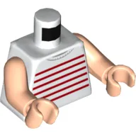 Torso Tank Top with Red Stripes Print, Light Nougat Arms and Hands