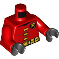 Torso Muscles, 'R' Symbol, Yellow Clasps and Utility Belt Print (Robin), Red Arms, Black Hands