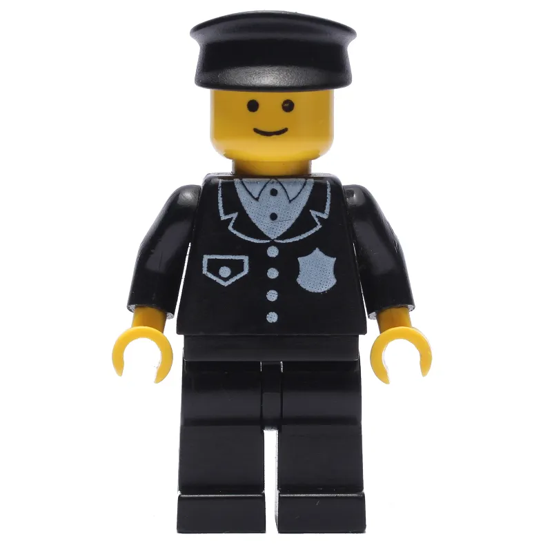 Policeman, Black Suit with Badge, Black Hat (3626b Head)