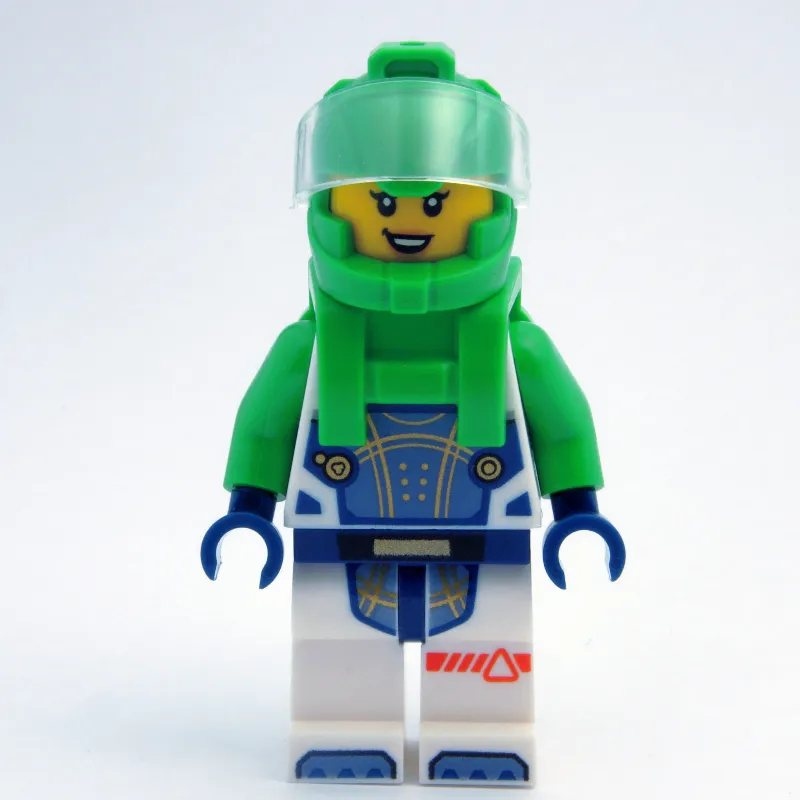 Astronaut, White Spacesuit, Bright Green Backpack and Helmet
