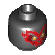 Minifig Head Savage, Gold Eyes, Red Face Markings Print
