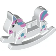Duplo Rocking Horse with Unicorn with Azure and Pink Mane and Tail Print