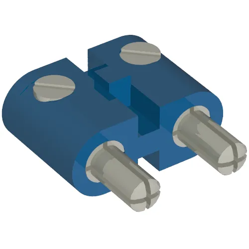 Electric Connector, 2 Way Male Rounded Narrow Type 2 with Cross-Cut Pins