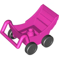 Duplo Pram (Baby Carriage, Stroller) with Black Wheels - Complete Assembly