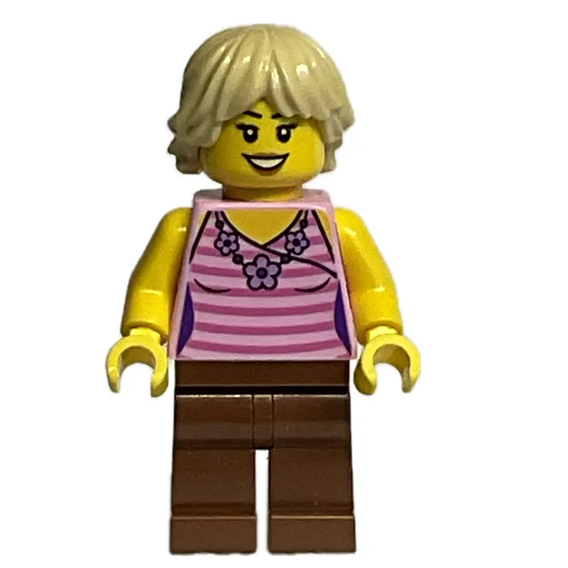 Bright Pink Torso, Dark Red Legs, Tan Hair