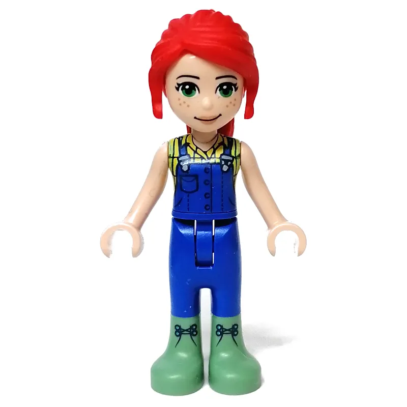 Mia - Bright Light Yellow Shirt, Blue Overalls, Sand Green Boots