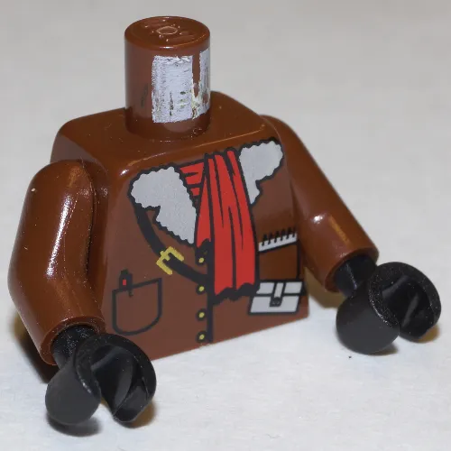 Torso Leather Jacket and Red Scarf Print, Brown Arms, Black Hands