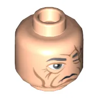 Minifig Head Even Piell, Scar over Left Eye, Wrinkles Print [Hollow Stud]