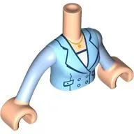Minidoll Torso Woman with Bright Light Blue Jacket, White Shirt, Bright Light Blue Arms print, Light Nougat Arms and Hands