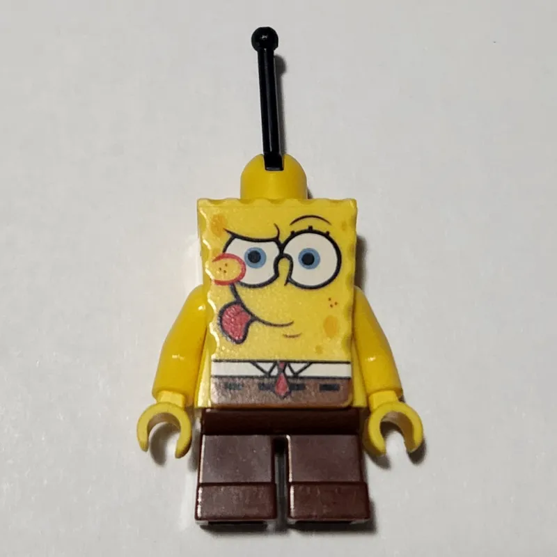 SpongeBob Squarepants with Tongue Sticking Out and Lever on Head