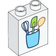 Duplo Brick 1 x 2 x 2 with Kitchen Appliances print