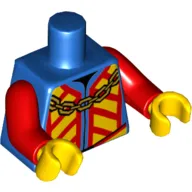 Torso Jacket with Red and Yellow Chevrons and Gold Chain Print (King), Red Arms, Yellow Hands