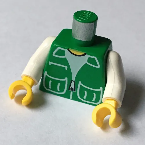 Torso Vest with Patch Pockets over White Shirt Print, White Arms, Yellow Hands