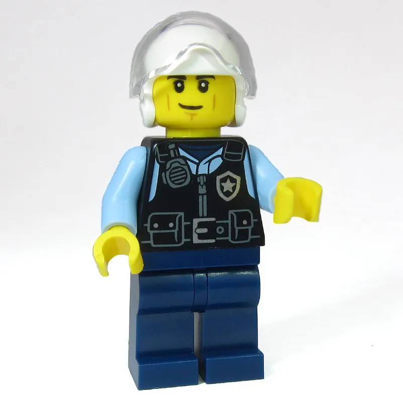 Police Officer, Pilot - Black Torso, Dark Blue Legs, White Helmet