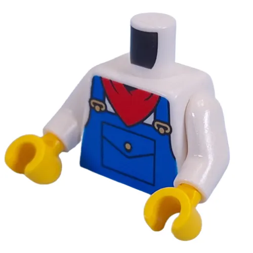 Torso, Blue Overall, Red Handkerchief Print, White Arms, Yellow Hands