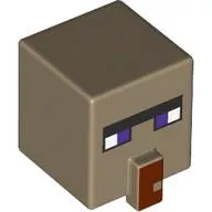 Minifig Head Special, Cube with Dark Red Nose and Villager Face with Dark Purple Eyes Print