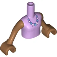 Minidoll Torso Girl with Medium Lavender Top, Medium Azure and White Bead Necklace Print, Medium Nougat Arms with Hands