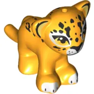 Animal, Big Cat Cub, Leopard with Bright Orange Eyes, Black Pattern Print