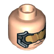 Minifig Head HYDRA Henchman, Glasses with Gold Lenses, and Gold, Dark Bluish Gray and Silver Frames Print