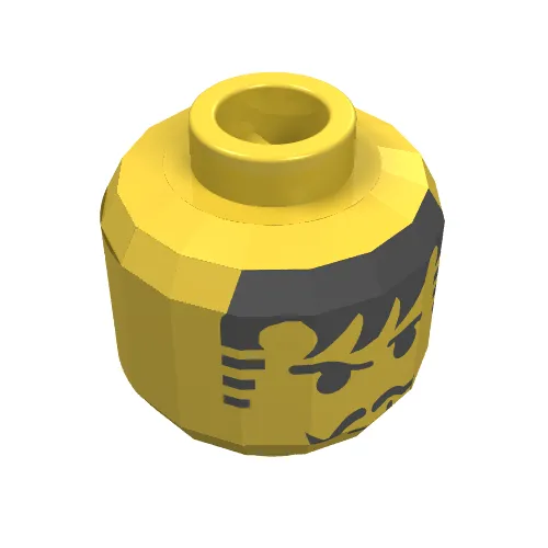 Minifig Head Johnny Thunder / Shadow Knight / Soccer Player, Moustache Black Bangs, Striped Sideburns Print