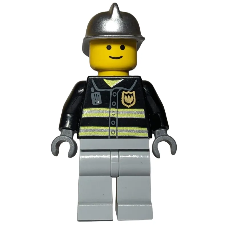 Fire Fighter - Black Torso, Light Bluish grey Legs, Silver Helmet
