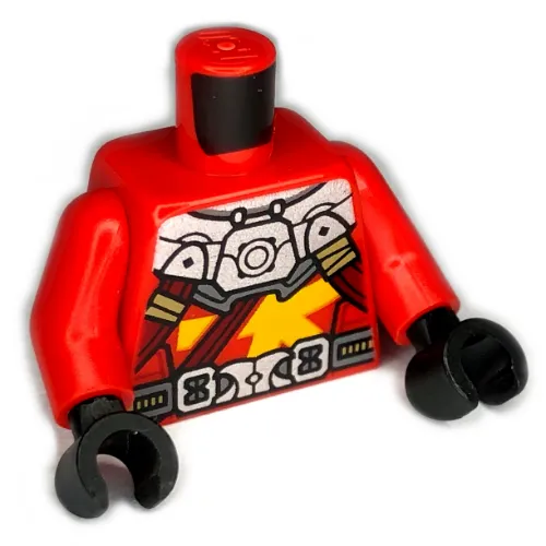 Torso Wetsuit, Light Bluish Gray Panels, Utility Belt Print (Kai), Red Arms, Black Hands