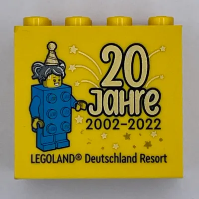 Brick 2 x 4 x 3 with 'LEGOLAND Deutschland Resort 20 JAHRE 2002 - 2022' Blue Brick Figure Print