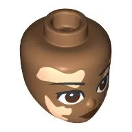 Minidoll Head, Reddish Brown Eyes, Dark Red Lips, Light Nougat Vitiligo Patches Print