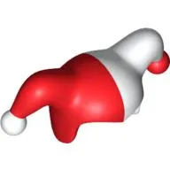 Jester's Cap with Red Half and Red Pom Print