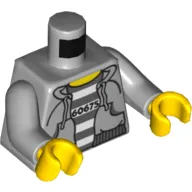 Torso Prison Shirt, '60675', Hoodie over Prison Stripes Print, Light Bluish Gray Arms, Yellow Hands