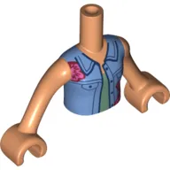 Minidoll Torso Girl with Medium Blue Jacket, Sand Green Top print, Nougat Arms with Hands