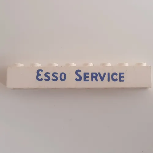 Brick 1 x 8 with 'ESSO SERVICE' Short Blue Print