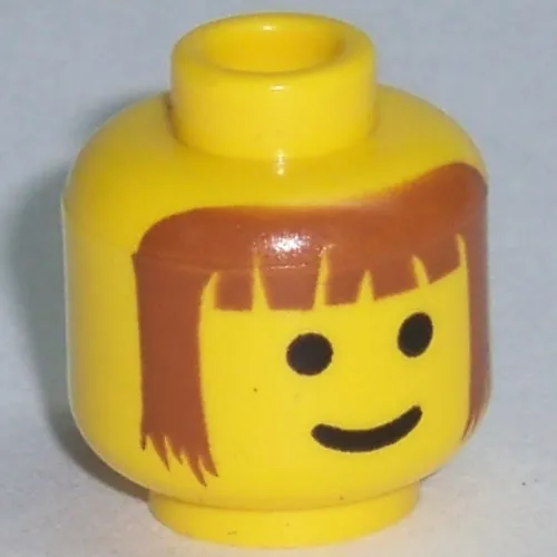 Minifig Head Forestman, Brown Bangs and Long Brown Hair Print
