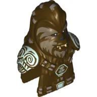Minifig Head Special, Wookiee with Dark Tan Face Fur, Teeth and Silver Hair Ornaments Print (Chief Tarfful)