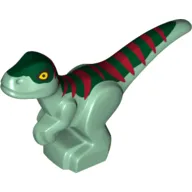 Animal, Dinosaur, Raptor, Baby, Dark Green Top, Dark Red Stripes Print